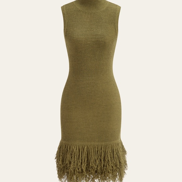 Commense Dresses & Skirts - Commense Olive Fringe Midi Dress